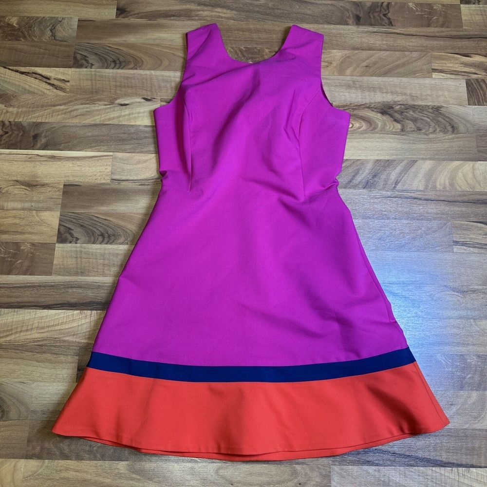 Badgley Mischka Dress Womens 10 Belle Pink Colorblock Fit & Flare Mini Stretch